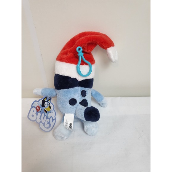 DanDee 6" Bluey Santa Hat & Bingo Reindeer Christmas Backpack Bag Clip Plush - Picture 5 of 8